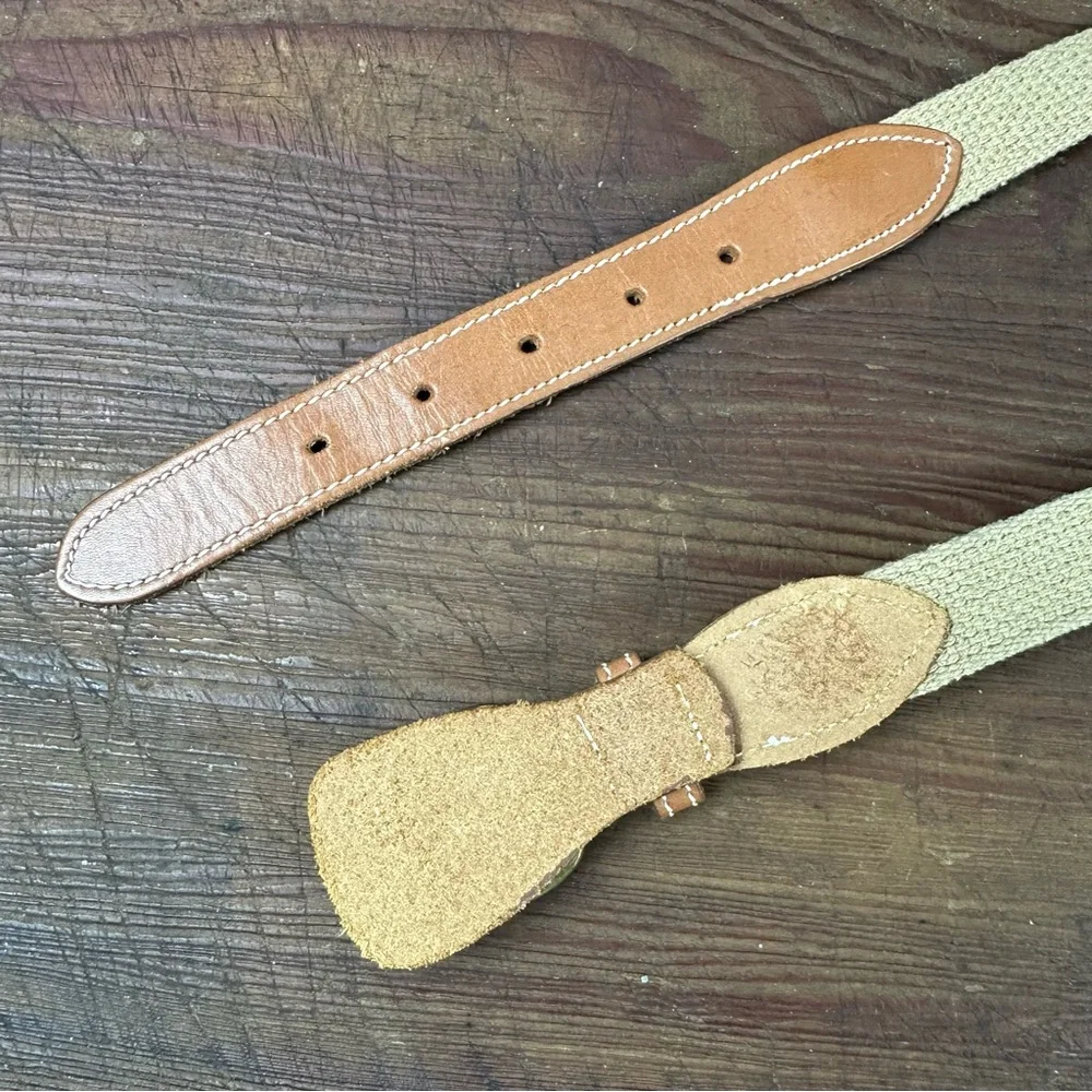 J.Crew Brown Leather and Webbing Tan Belt Like New